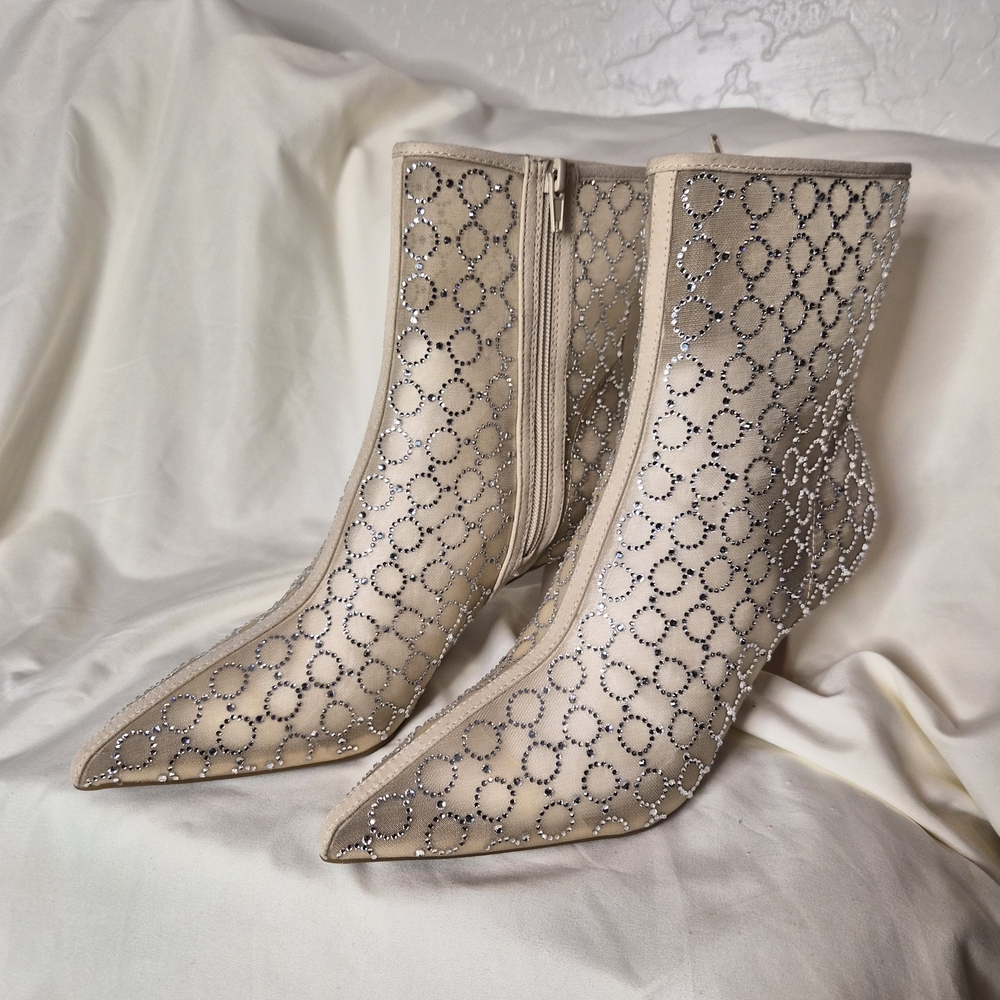 INC International Concepts Beige and Silver Ankle Boots - Picture 4 of 7